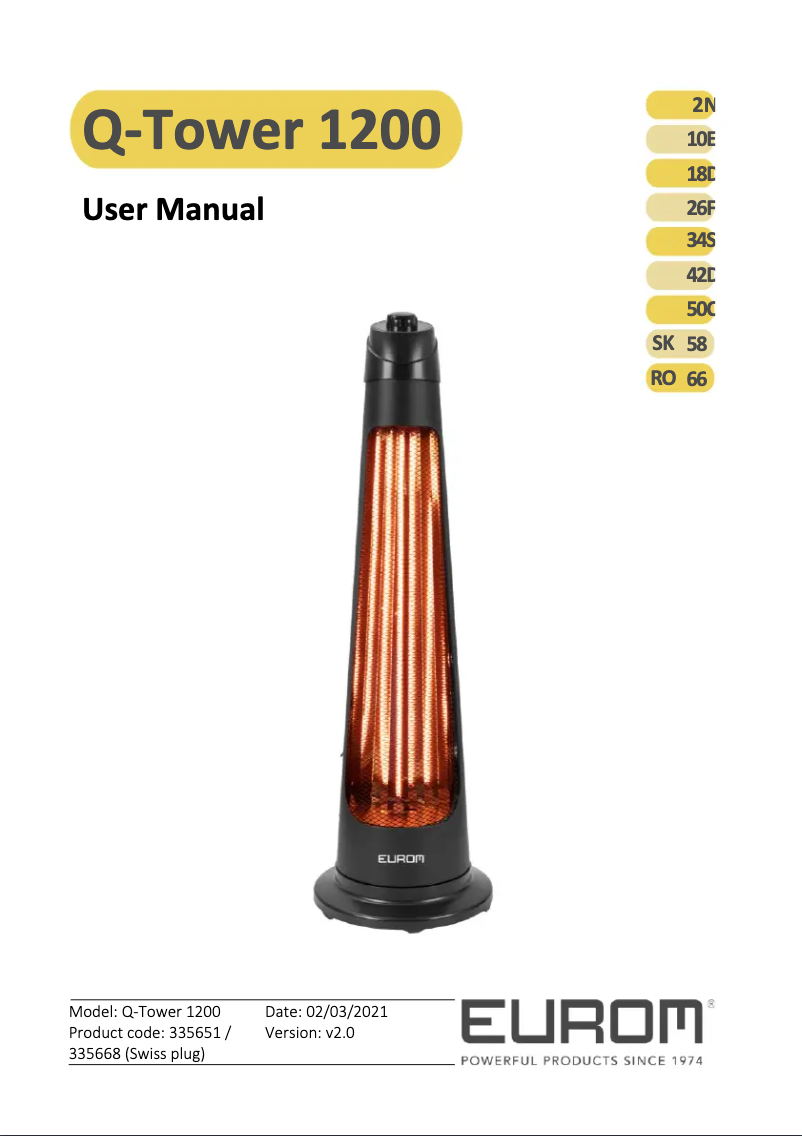 Image de la première page du manuel de l'appareil Q-Tower 1200