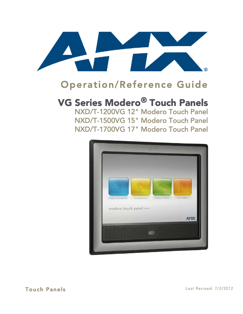 Page n°1 - Manuel utilisateur AMX NXD-1200VG