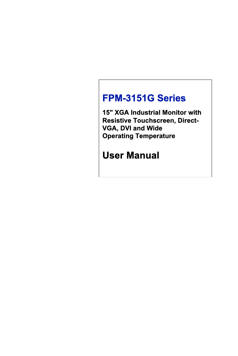 Page 1 de la notice Manuel utilisateur Advantech FPM-3151G