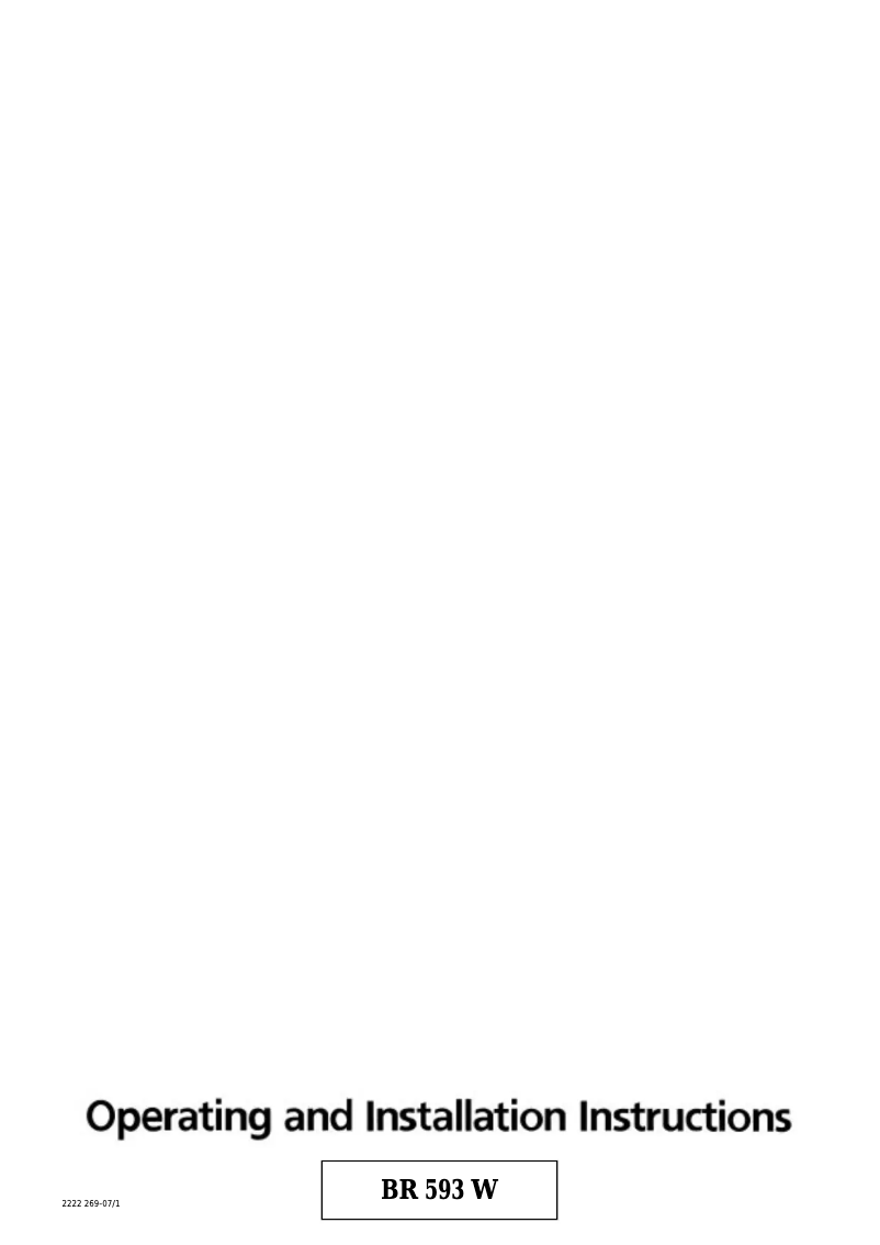 Page 1 de la notice Manuel utilisateur Tricity Bendix BR593W