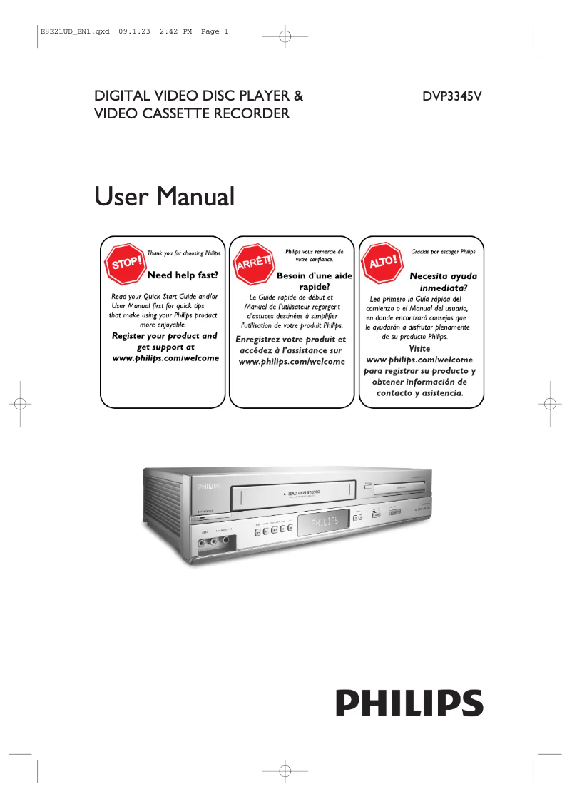 Imagen de la primera página del manual del dispositivo DVP3345V