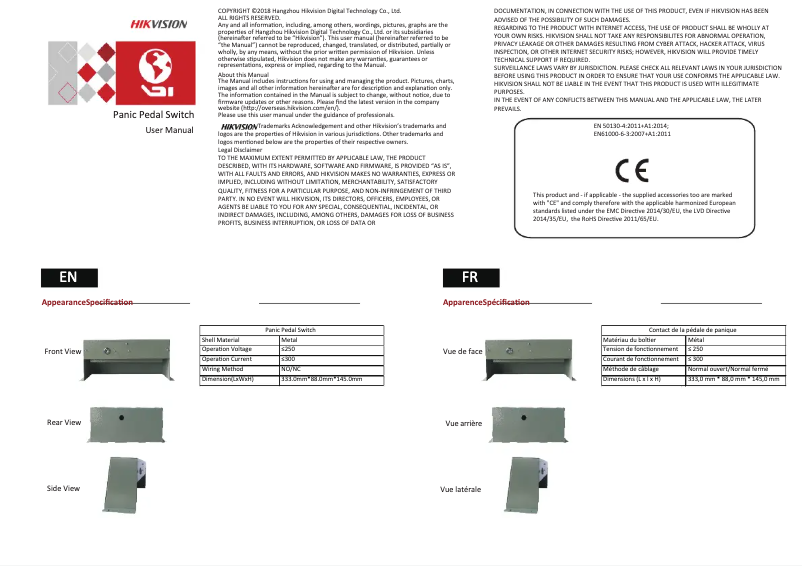 Page n°1 - Manuel utilisateur Hikvision DS-PD1-EB-PF