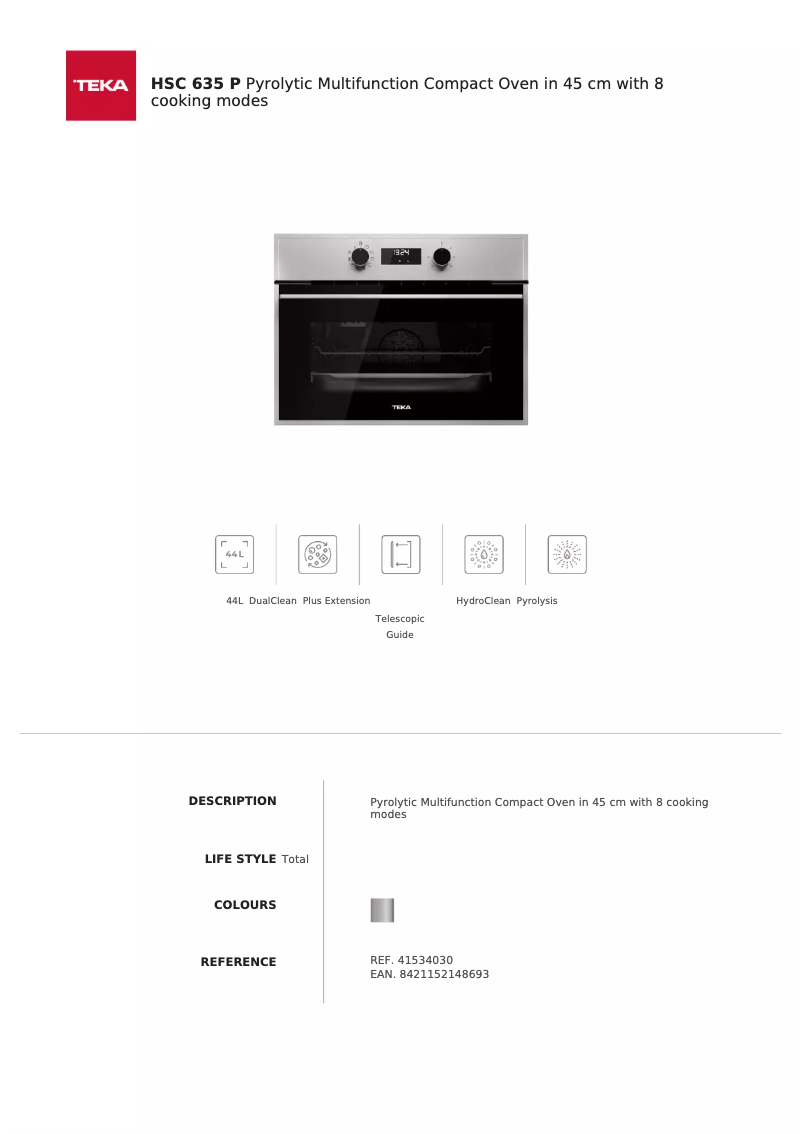 Page n°1 - Fiche technique Teka HSC 635 P
