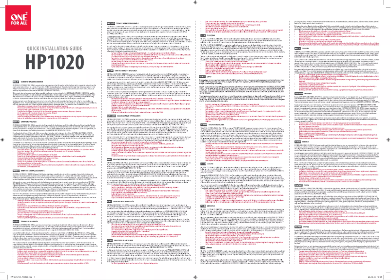 Page 1 de la notice Manuel utilisateur One for all HP 1020