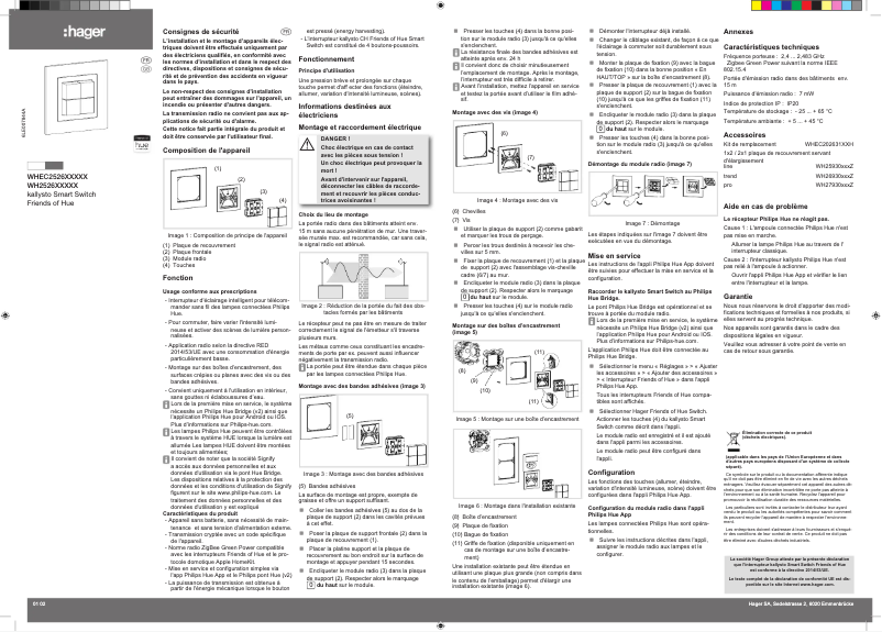 Page 1 de la notice Instructions / montage Hager WH25262605C