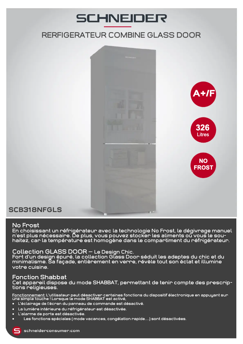Page n°1 - Fiche technique Schneider SCB318NFGLS
