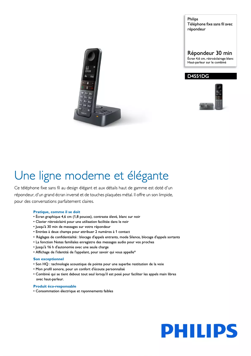 Image de la première page du manuel de l'appareil D4551DG