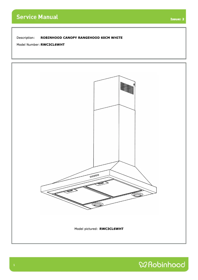 Page n°1 - Manuel utilisateur Robinhood RWC3CL6WHT
