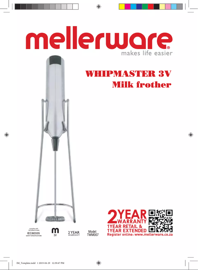 Página 1 del manual Manual de usuario Mellerware Whipmaster TWM007