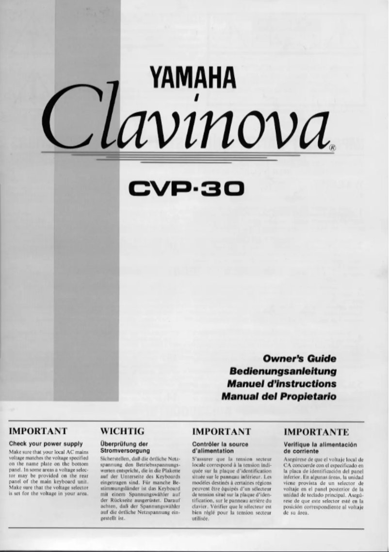 Page n°1 - Manuel utilisateur Yamaha Clavinova CVP-30