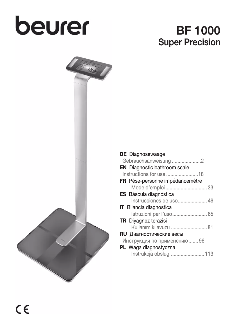 Page 1 de la notice Manuel utilisateur Beurer BF 1000