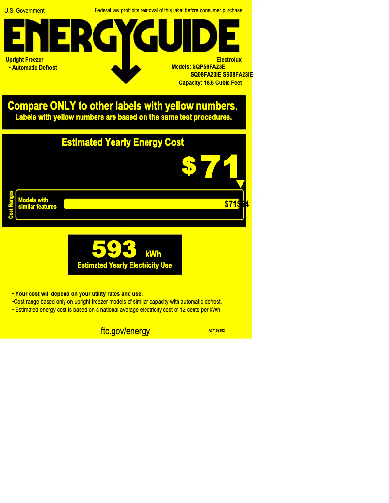 Page 1 de la notice Label énergétique Electrolux EI32AF80QS