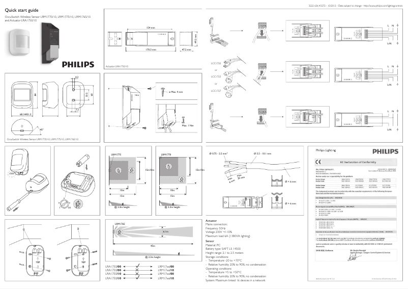 Page 1 de la notice Manuel utilisateur Philips LRM1770/10 OS Wireless Corner sensor