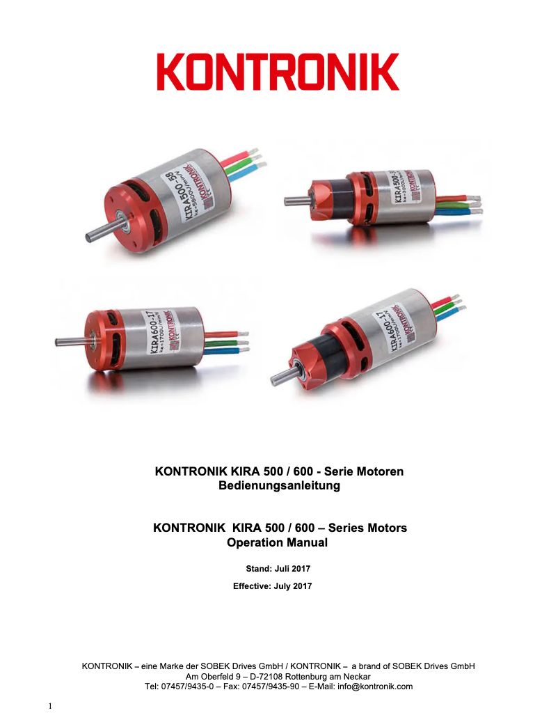 Page n°1 - Manuel utilisateur KONTRONIK KIRA 600-38