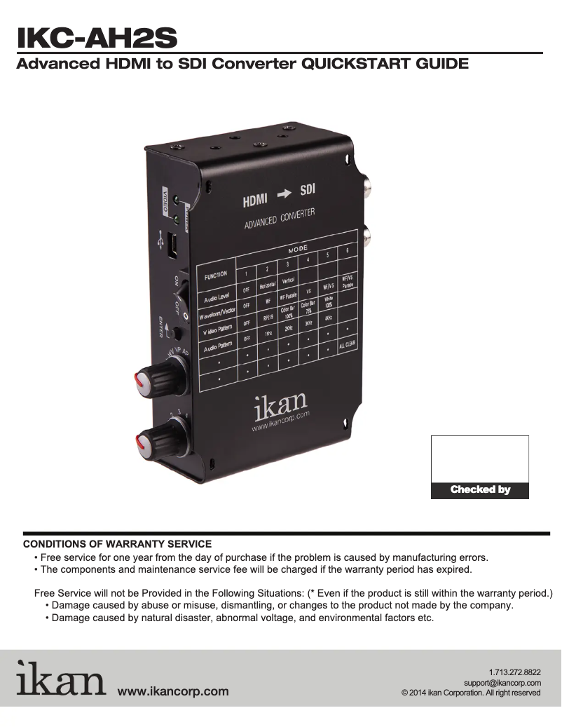 Page 1 de la notice Manuel utilisateur Ikan IKC-AH2S