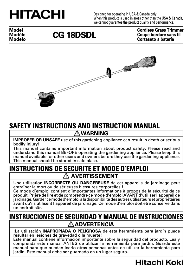 Image de la première page du manuel de l'appareil CG 18DSDL