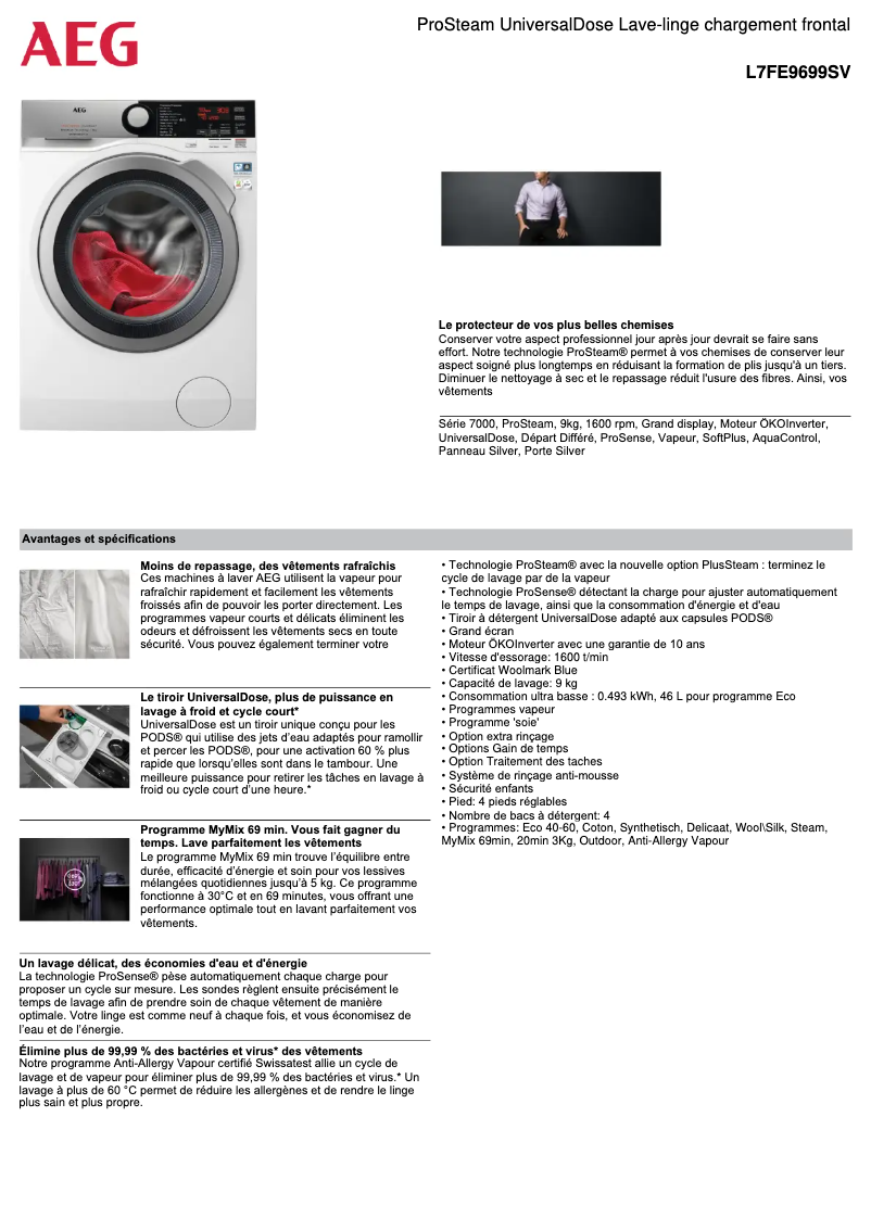 Image de la première page du manuel de l'appareil L7FE9699SV