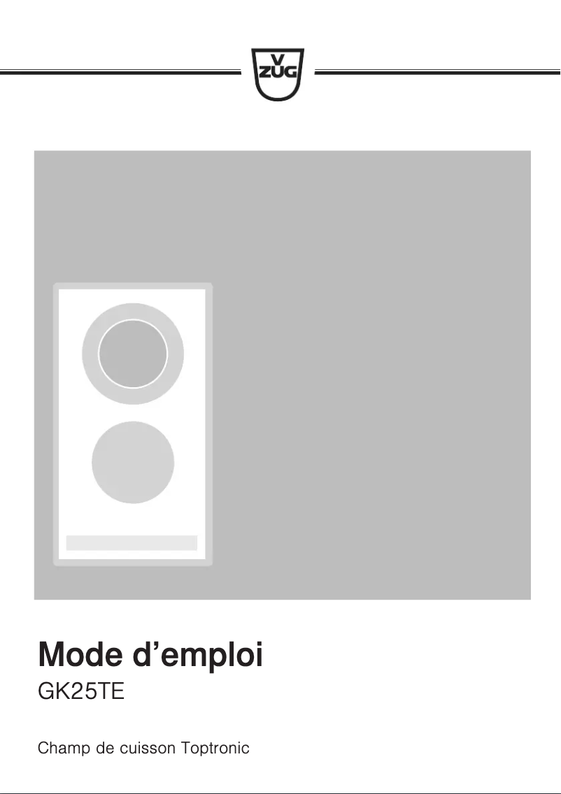 Página 1 del manual Manual de usuario V-Zug GK25TE