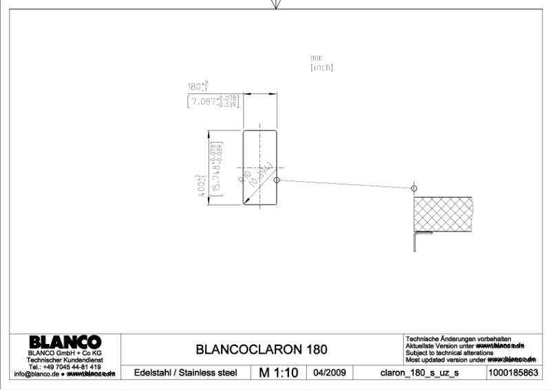 Page n°1 - Manuel utilisateur BLANCO CLARON 180-U