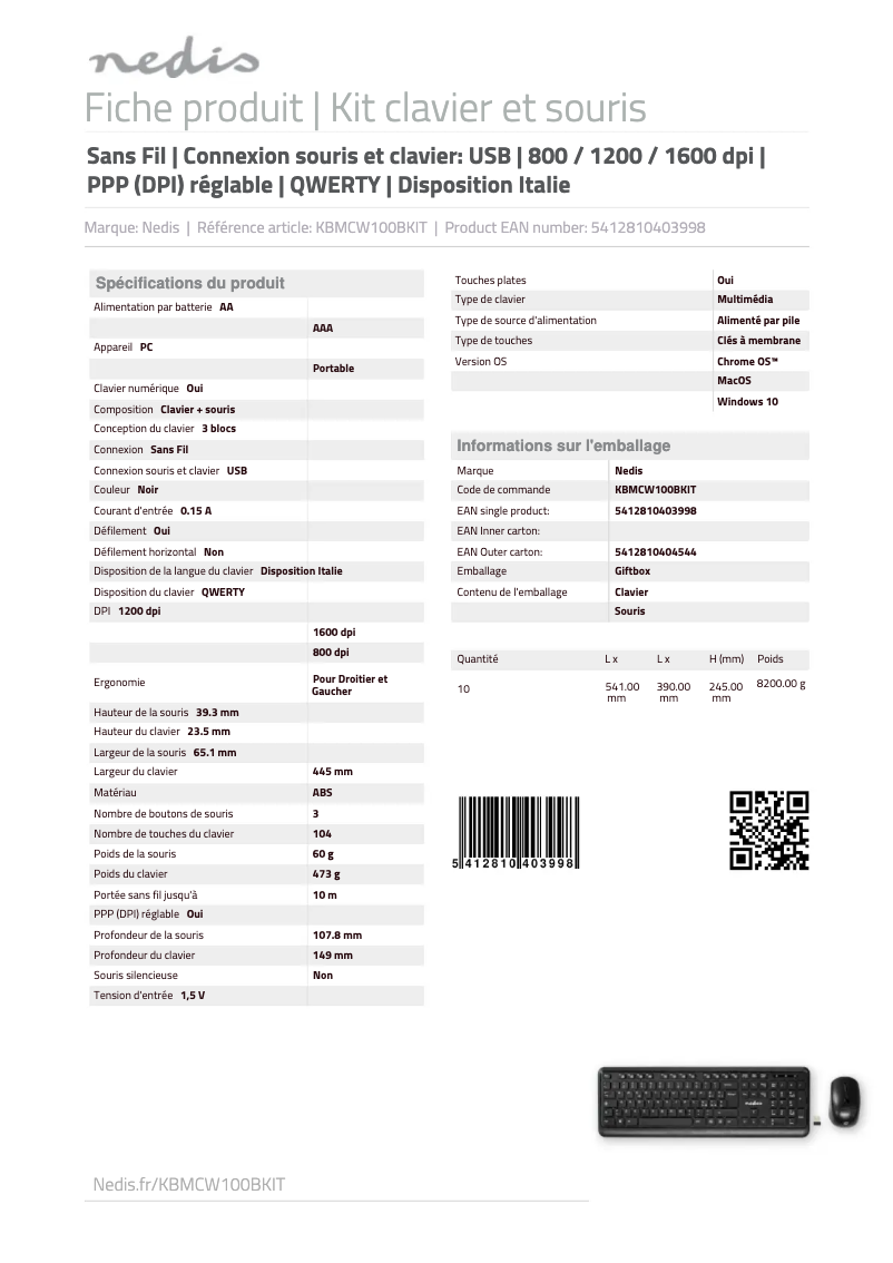 Image de la première page du manuel de l'appareil KBMCW100BKIT