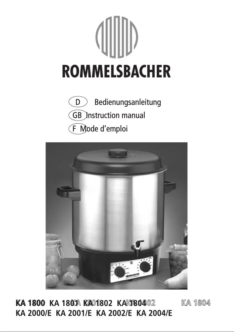 Page n°1 - Manuel utilisateur Rommelsbacher KA 1802