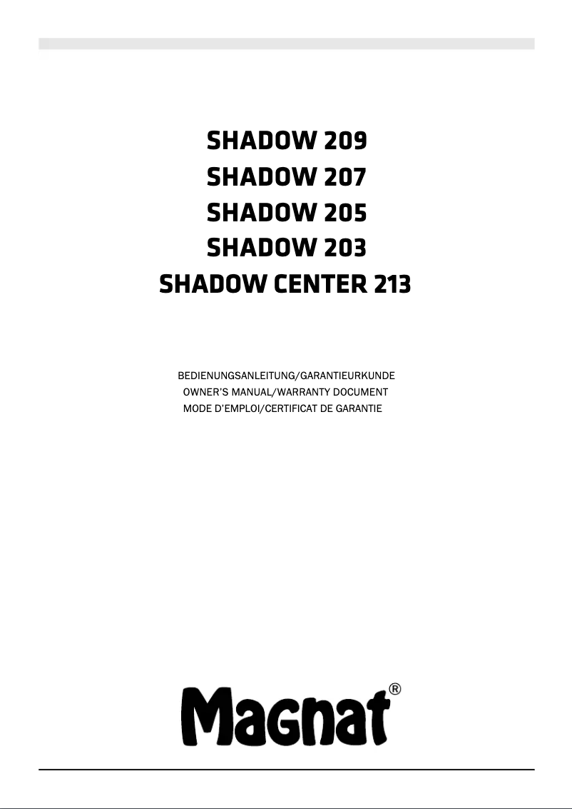 Page n°1 - Manuel utilisateur Magnat Shadow 209