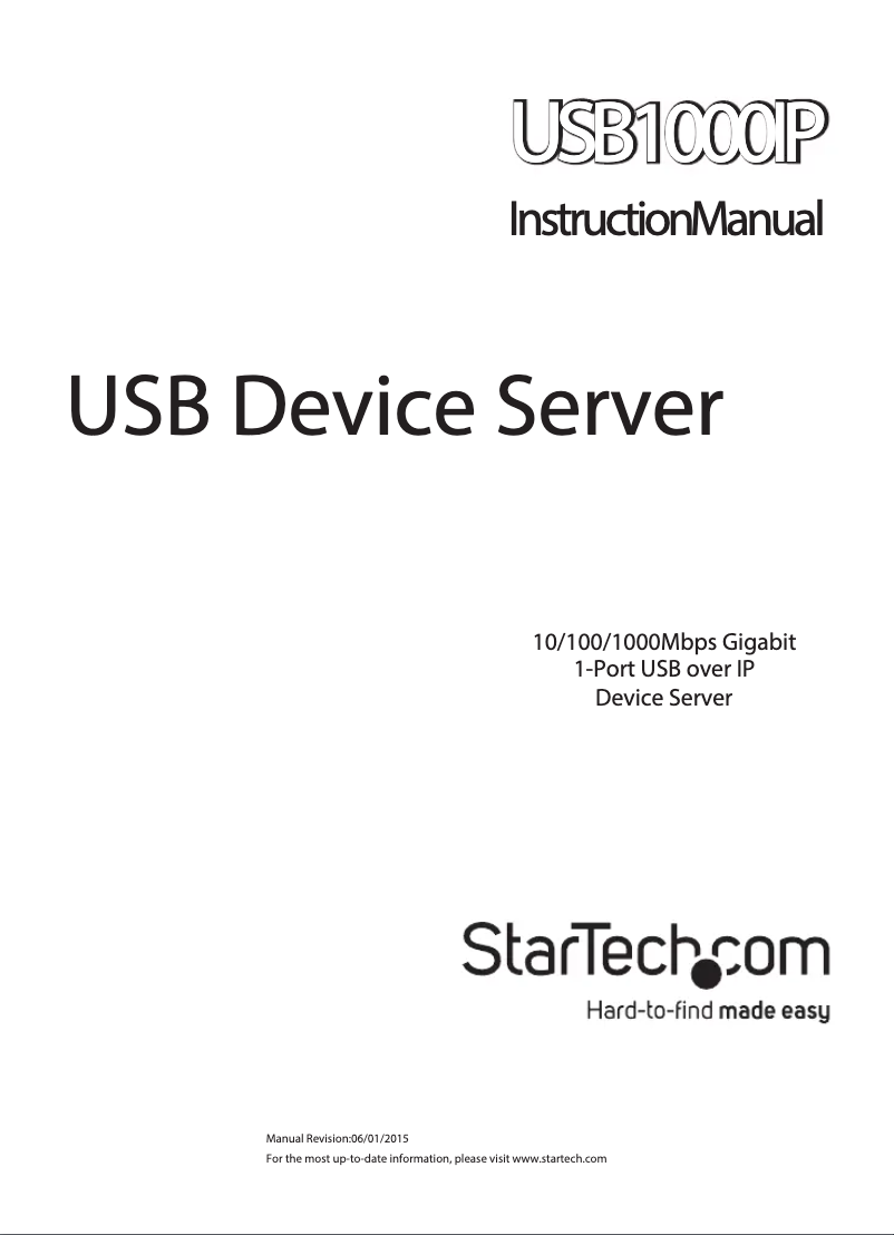 Page n°1 - Manuel utilisateur StarTech.com USB1000IP
