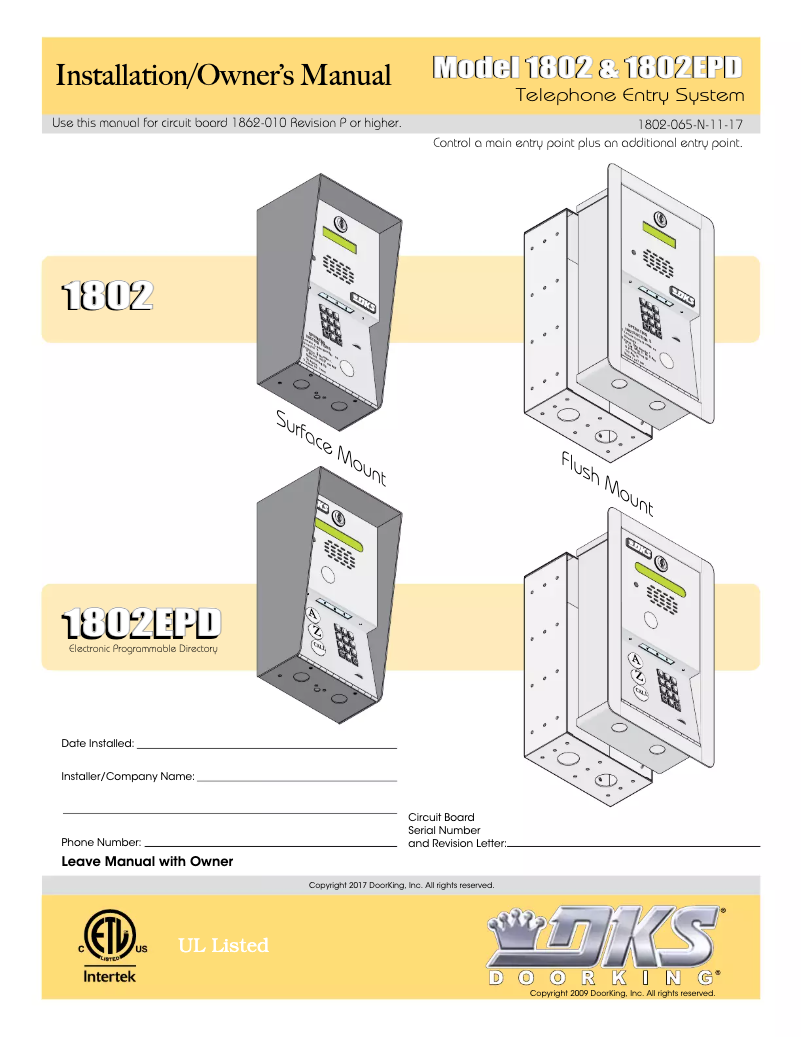 Image de la première page du manuel de l'appareil 1802