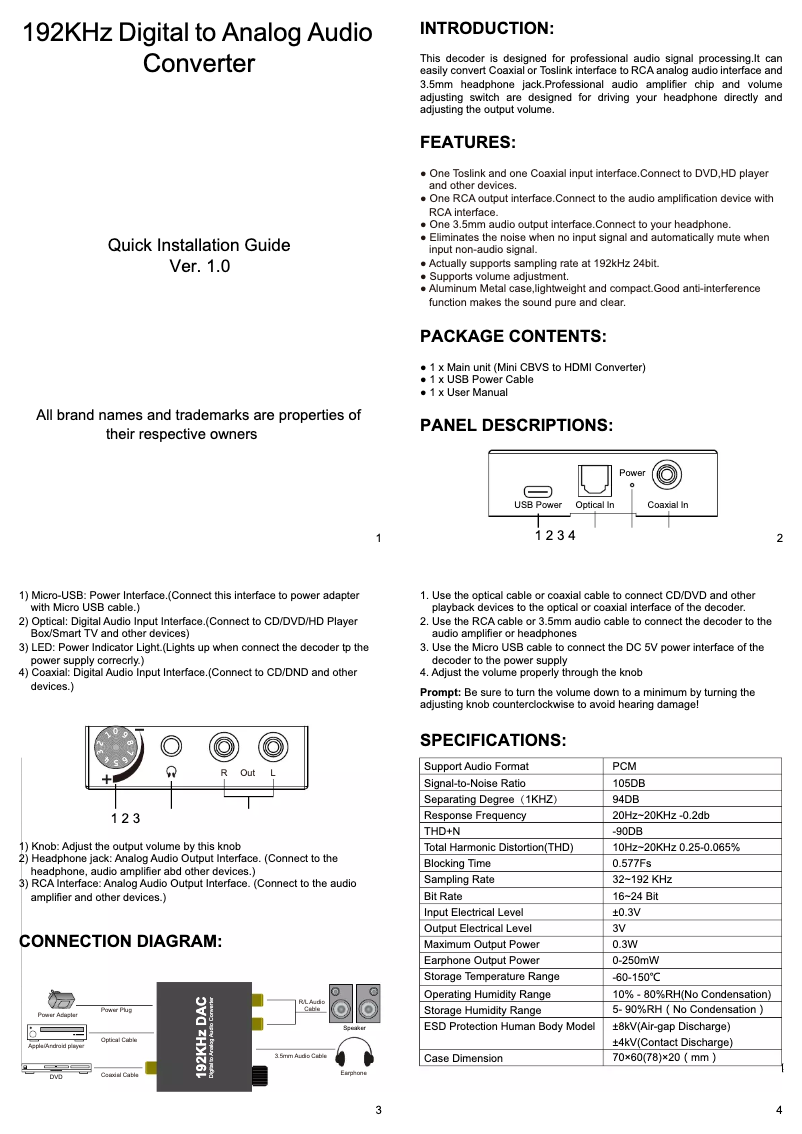 Image de la première page du manuel de l'appareil MC-DAC-04