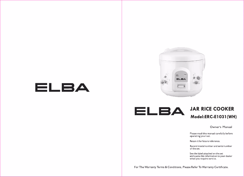 Page 1 de la notice Manuel utilisateur Elba ERC-E1031(WH)