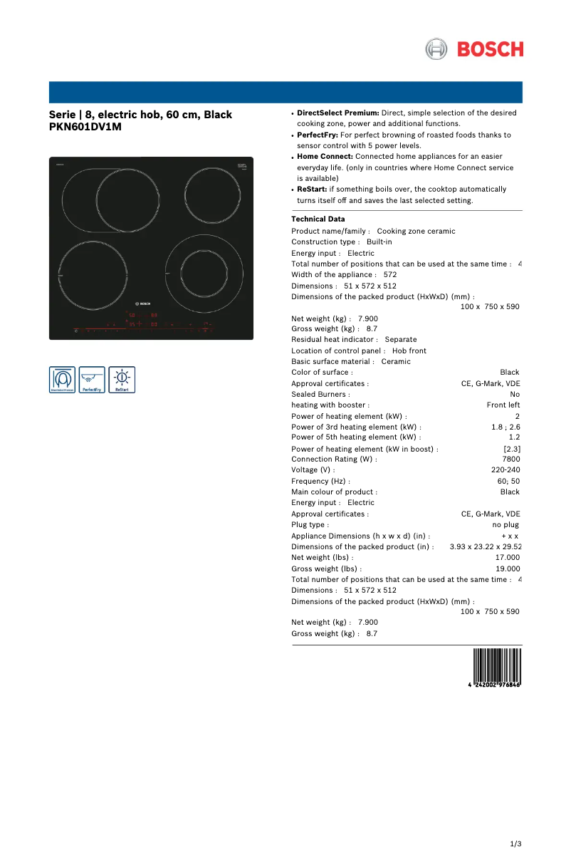 Imagen de la primera página del manual del dispositivo PKN601DV1M