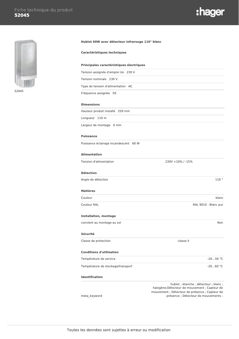 Image de la première page du manuel de l'appareil 52045