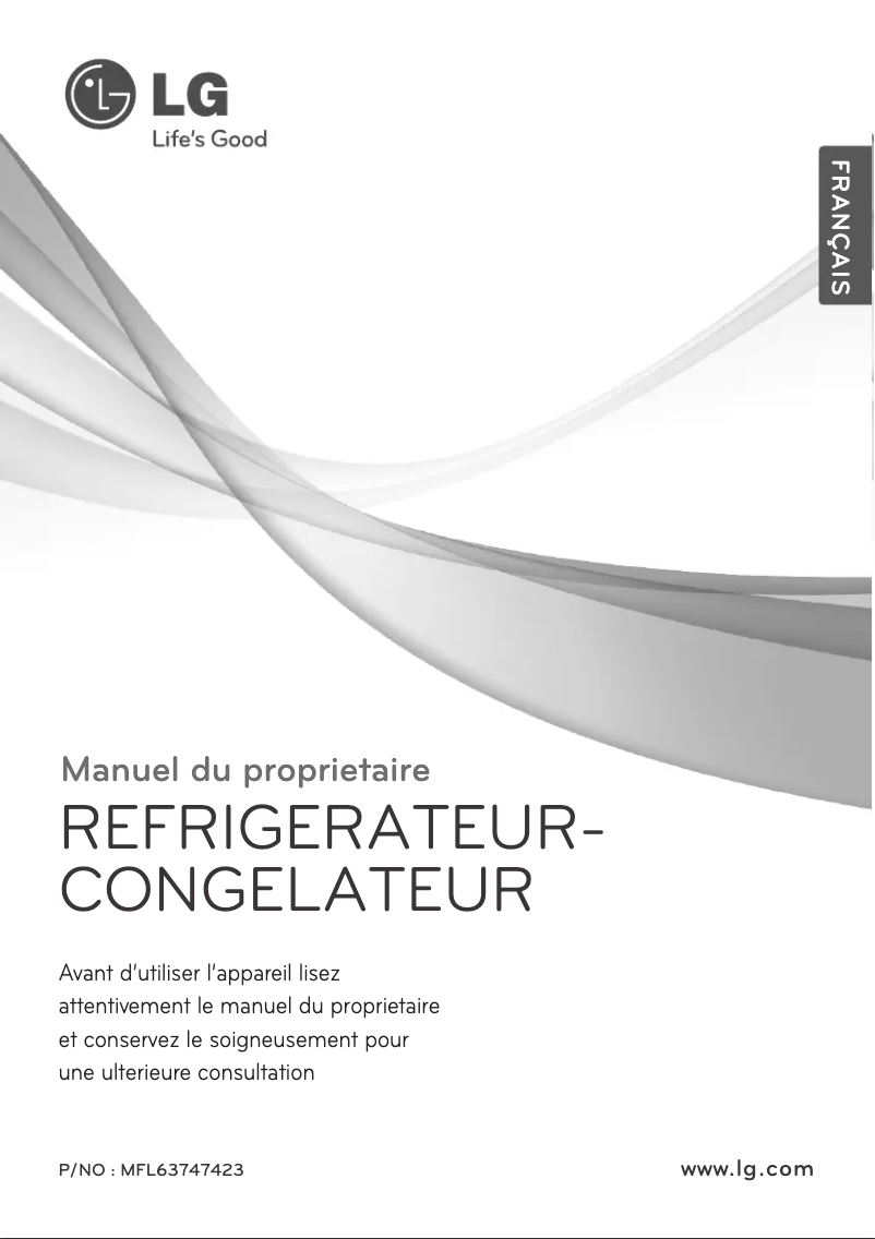 Page 1 de la notice Manuel utilisateur LG GR-B492CLC