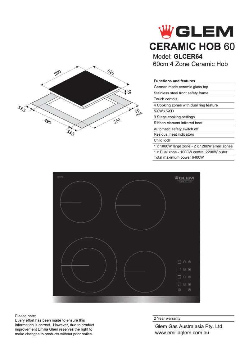 Page n°1 - Fiche technique Glem Gas AOLGLEMPK2