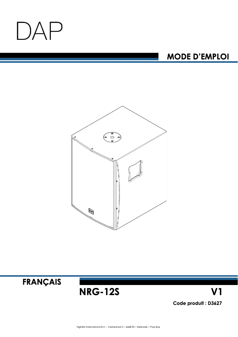 Page 1 de la notice Manuel utilisateur DAP-Audio NRG-12S