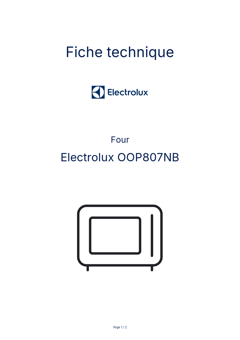 Page n°1 - Fiche technique Electrolux OOP807NB