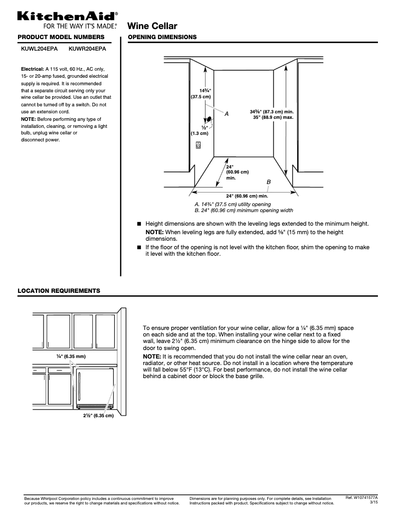 Image de la première page du manuel de l'appareil KUWL204EPA