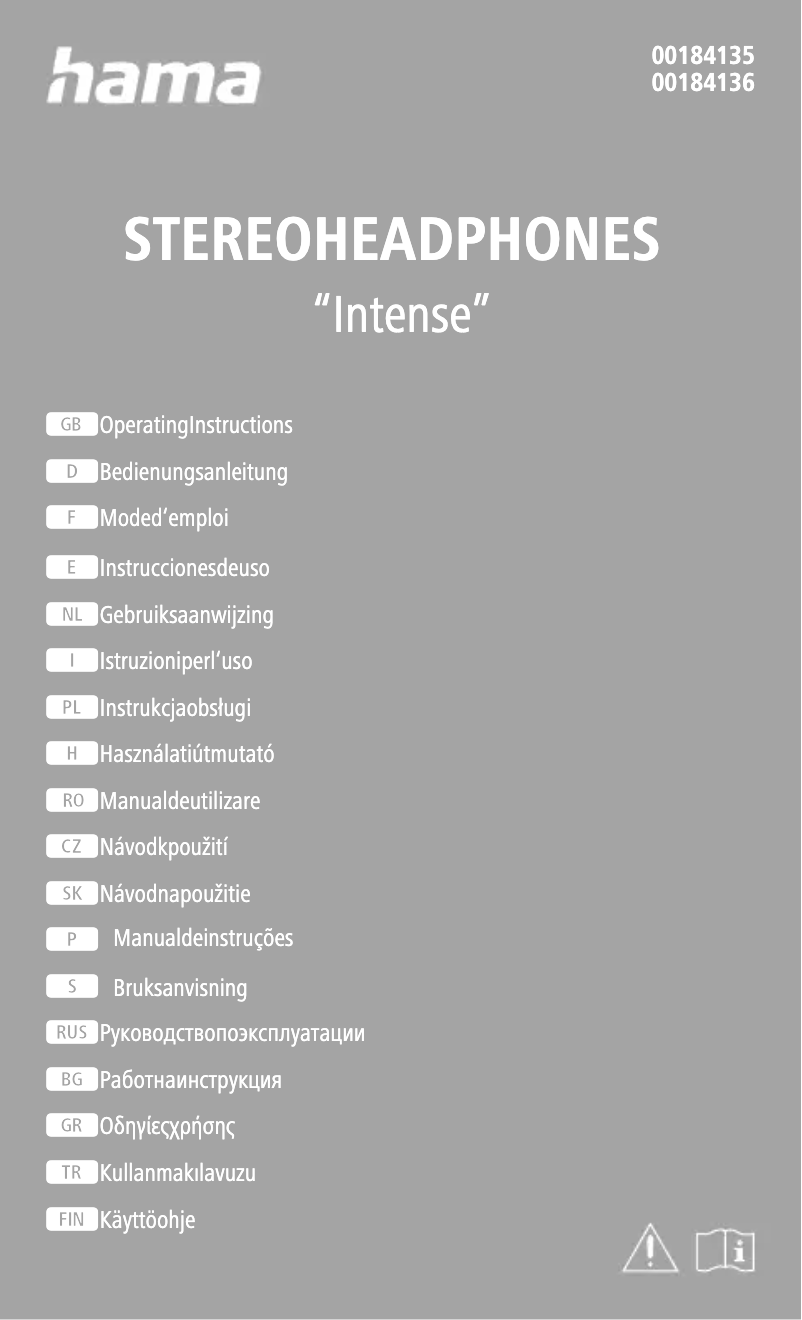 Page 1 de la notice Manuel utilisateur Hama Intense