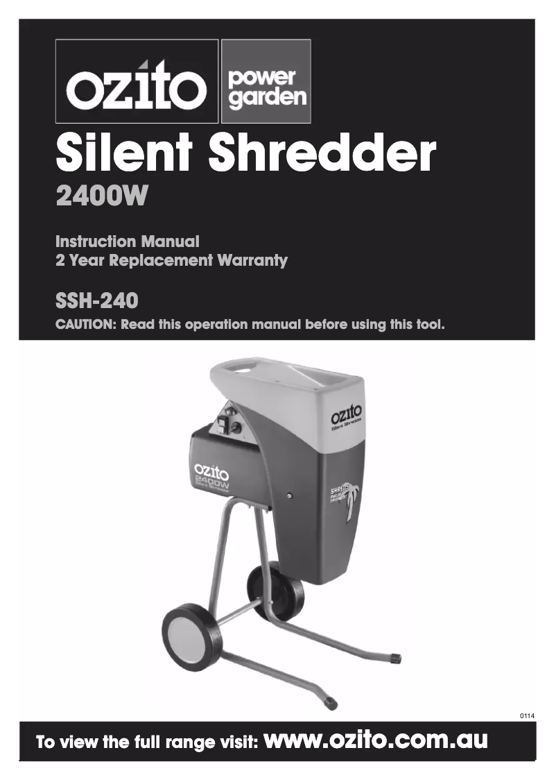 Page n°1 - Manuel utilisateur Ozito SSH-240