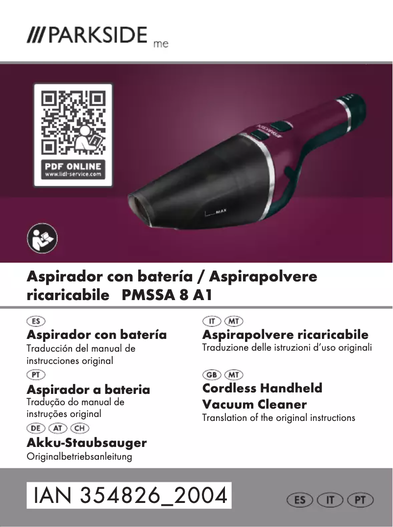 Page n°1 - Manuel utilisateur Parkside PMSSA 8 A1