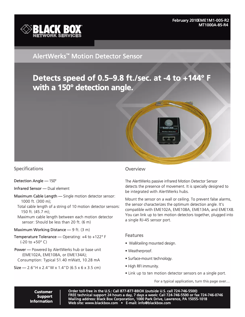 Page 1 de la notice Manuel utilisateur Black Box EME1M1-005-R2