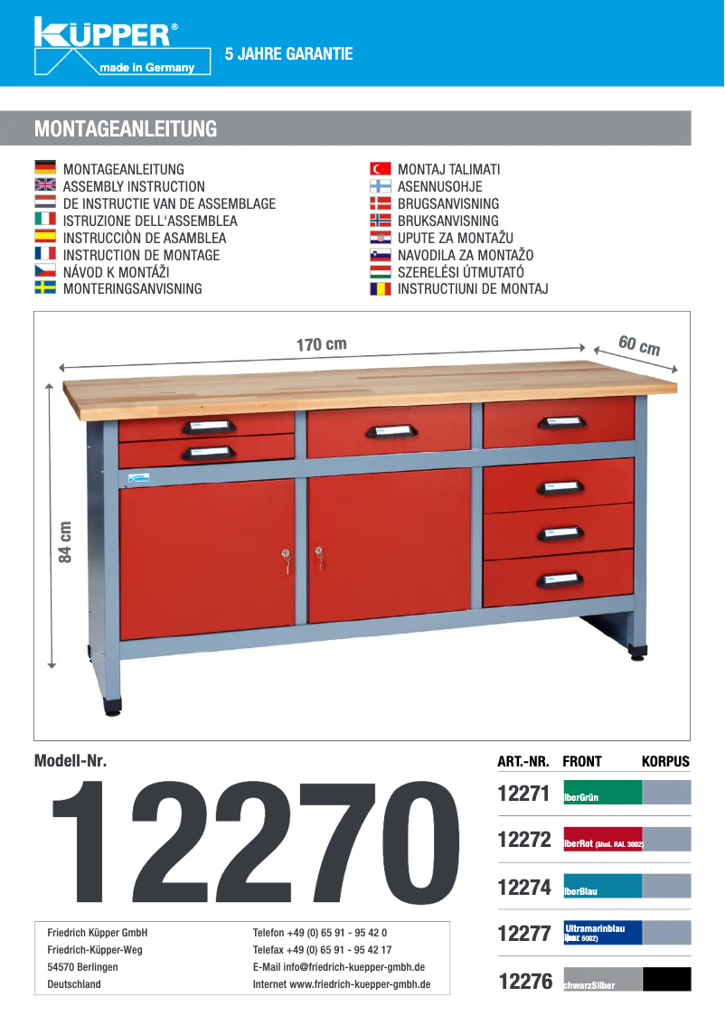 Page n°1 - Manuel utilisateur Küpper 12277