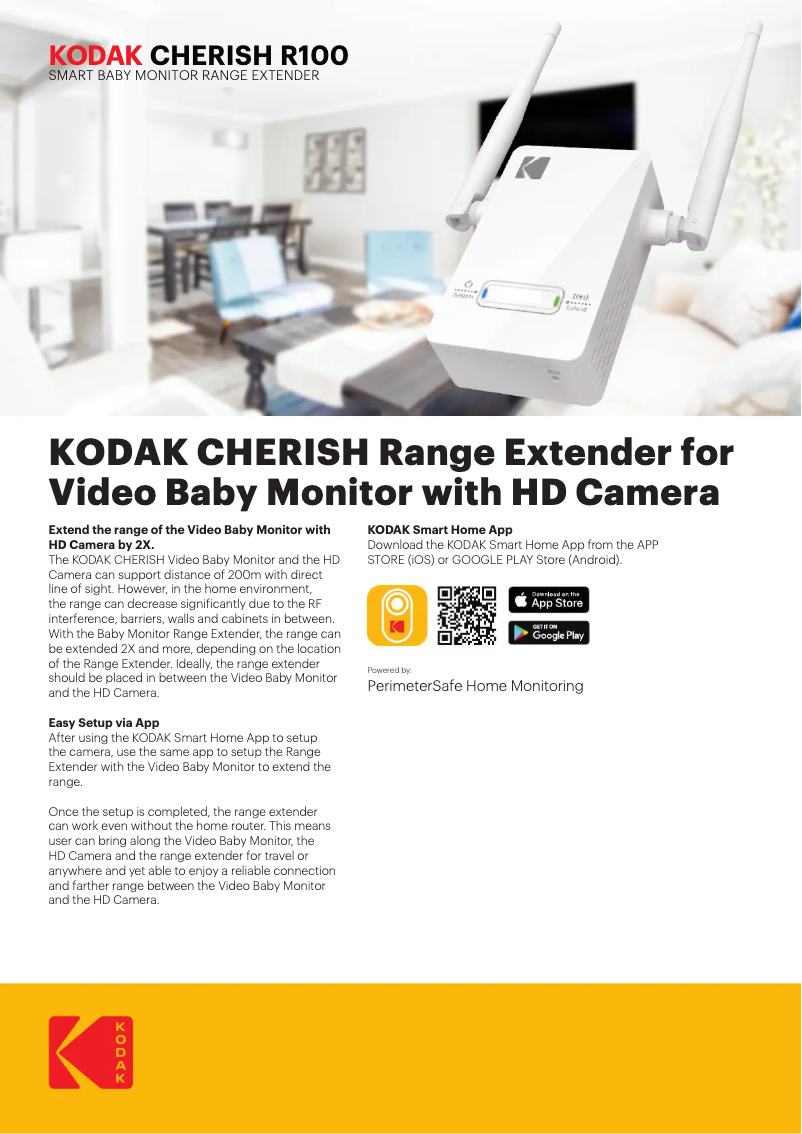 Page 1 de la notice Fiche technique Kodak R100