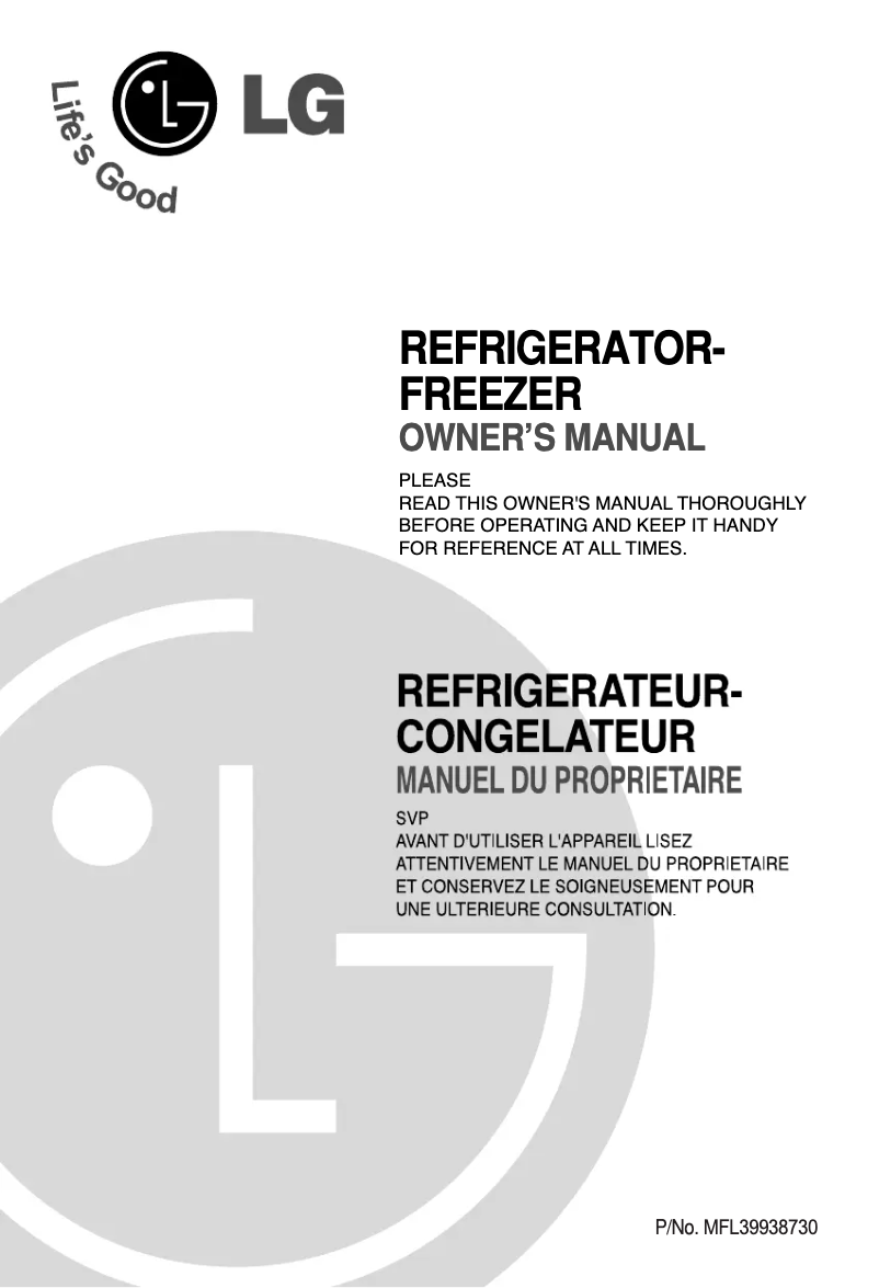 Page 1 de la notice Manuel utilisateur LG GN-B562YLQA