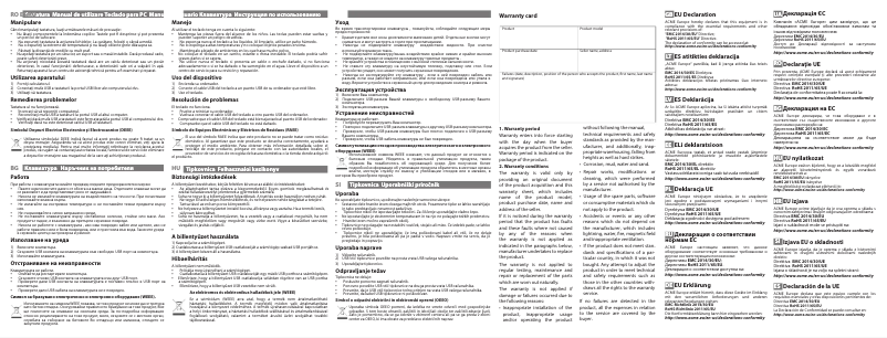 Page 1 de la notice Manuel utilisateur Acme KS07