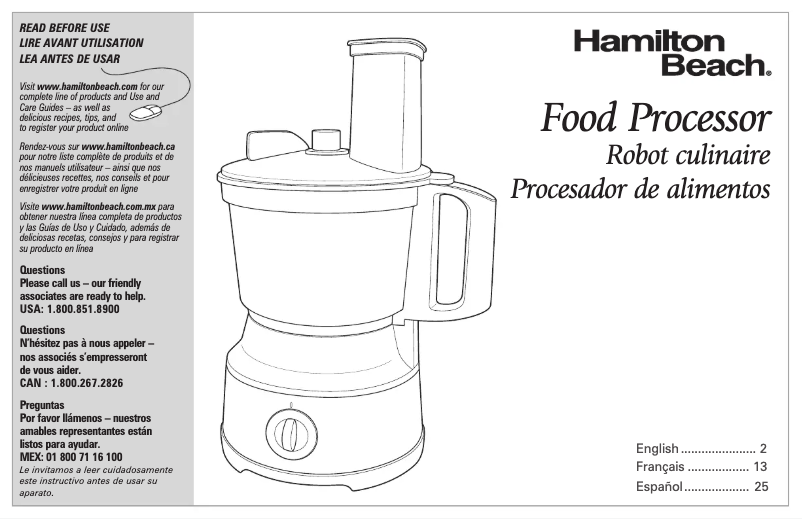 Page 1 de la notice Manuel d'utilisation et d'entretien Hamilton Beach 70730 Bowl Scraper