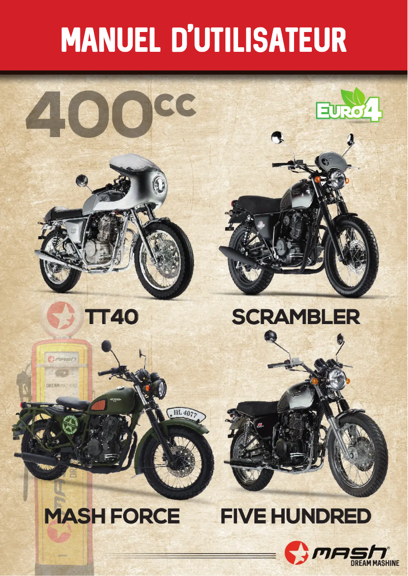 First page image of the manual for Five Hundred 400cc (2020)