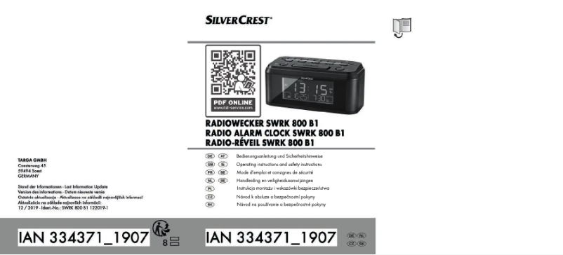 Image de la première page du manuel de l'appareil SWRK 800 B1