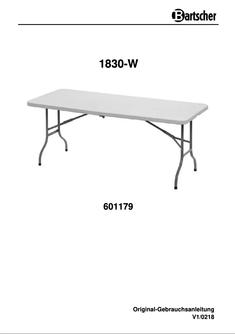 Page n°1 - Manuel utilisateur Bartscher 1830-W