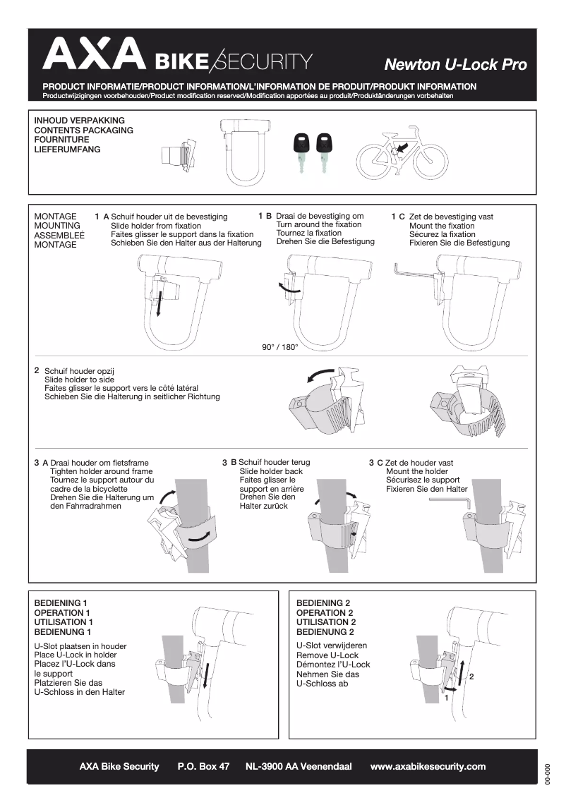 Page 1 de la notice Manuel utilisateur AXA Newton Pro 190